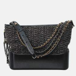 Pre Owned Chanel Tweed Calfskin Medium Gabrielle Hobo Bag