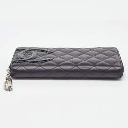 Pre Owned Chanel Black Quilted Leather CC Cambon Ligne Zip Around Organizer Wallet