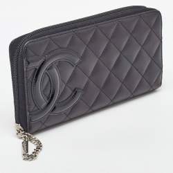Pre Owned Chanel Black Quilted Leather CC Cambon Ligne Zip Around Organizer Wallet