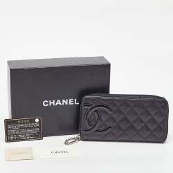 Pre Owned Chanel Black Quilted Leather CC Cambon Ligne Zip Around Organizer Wallet