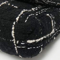 Pre Owned Chanel Black/White Quilted Tweed Medium 19 Flap Bag