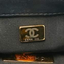 Pre Owned Chanel Black/White Quilted Tweed Medium 19 Flap Bag