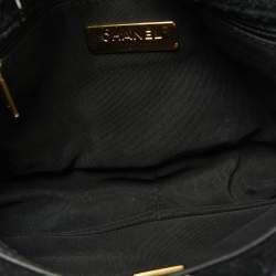 Pre Owned Chanel Black/White Quilted Tweed Medium 19 Flap Bag