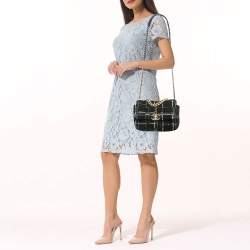 Pre Owned Chanel Black/White Quilted Tweed Medium 19 Flap Bag