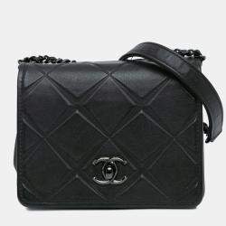 Pre Owned Chanel Black Mini Calfskin Propeller Flap