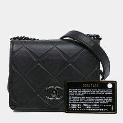 Pre Owned Chanel Black Mini Calfskin Propeller Flap