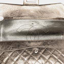 Pre Owned Chanel Beige Reissue 2.55 Aged Metallic Calfskin Double Flap 225