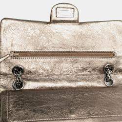 Pre Owned Chanel Beige Reissue 2.55 Aged Metallic Calfskin Double Flap 225