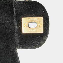 Pre Owned Chanel Black Mini Quilted Velvet Double Frame Flap