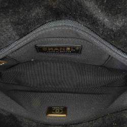 Pre Owned Chanel Black Mini Quilted Velvet Double Frame Flap
