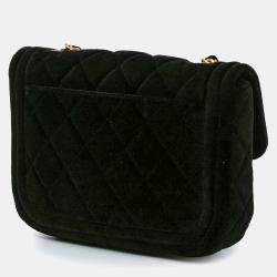 Pre Owned Chanel Black Mini Quilted Velvet Double Frame Flap