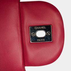 Pre Owned Chanel Pink Maxi Classic Chevron Lambskin Single Flap