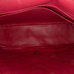 Pre Owned Chanel Pink Maxi Classic Chevron Lambskin Single Flap