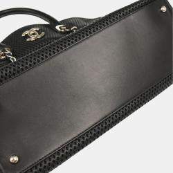 Pre Owned Chanel French Riviera Black Perforated Calfskin Top Handle Bag