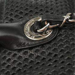 Pre Owned Chanel French Riviera Black Perforated Calfskin Top Handle Bag