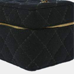 Pre Owned Chanel Vanity Black Cotton Wild Stitch Top Handle Bag