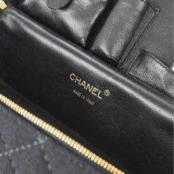 Pre Owned Chanel Vanity Black Cotton Wild Stitch Top Handle Bag