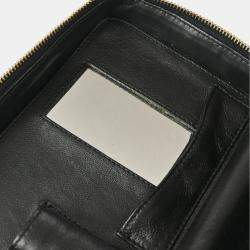 Pre Owned Chanel Vanity Black Cotton Wild Stitch Top Handle Bag