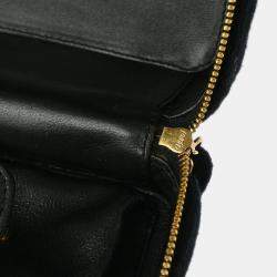 Pre Owned Chanel Vanity Black Cotton Wild Stitch Top Handle Bag