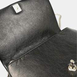 Pre Owned Chanel Turnlock Full Flap Small Black Embossed Calfskin Shoulder Bag