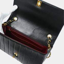 Pre Owned Chanel Mademoiselle Flap Black Lambskin Shoulder Bag