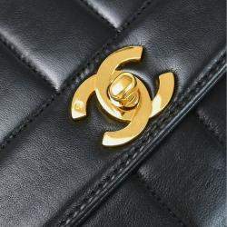 Pre Owned Chanel Mademoiselle Flap Black Lambskin Shoulder Bag