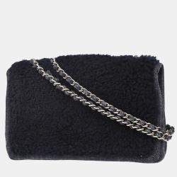Pre Owned Chanel Paris Dallas Single Flap Navy Mouton Denim Shoulder Bag