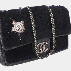 Pre Owned Chanel Paris Dallas Single Flap Navy Mouton Denim Shoulder Bag