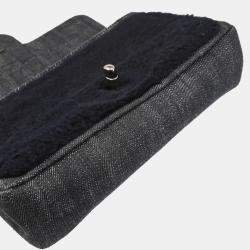Pre Owned Chanel Paris Dallas Single Flap Navy Mouton Denim Shoulder Bag
