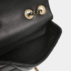 Pre Owned Chanel Straight Flap Black Lambskin Shoulder Bag