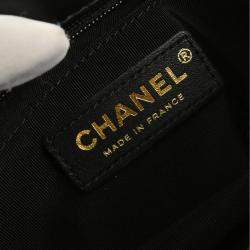 Pre Owned Chanel Straight Flap Black Lambskin Shoulder Bag