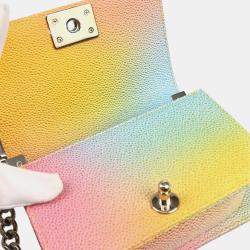 Pre Owned Chanel Boy Mini Multicolor Pastel Leather Shoulder Bag