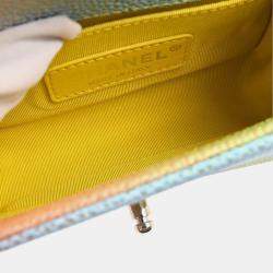 Pre Owned Chanel Boy Mini Multicolor Pastel Leather Shoulder Bag