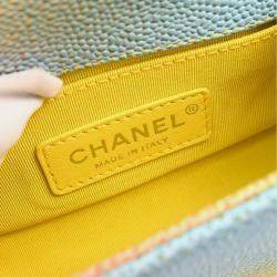 Pre Owned Chanel Boy Mini Multicolor Pastel Leather Shoulder Bag