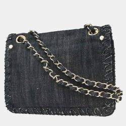 Pre Owned Chanel Night Flight Mademoiselle Lock Indigo Denim Shoulder Bag