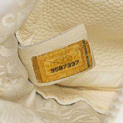 Pre Owned Chanel Cream Caviar Perforated Pulley Shoulder Bag