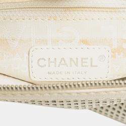 Pre Owned Chanel Cream Caviar Perforated Pulley Shoulder Bag