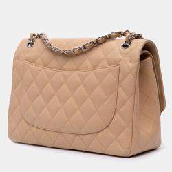 Pre Owned Chanel Brown Jumbo Classic Caviar Double Flap