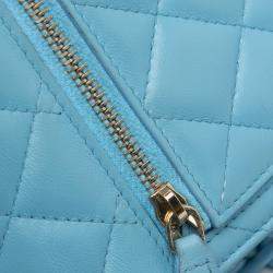 Pre Owned Chanel Blue Quilted Lambskin Candy Chain Wallet