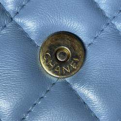 Pre Owned Chanel Blue Quilted Lambskin Candy Chain Wallet