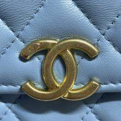 Pre Owned Chanel Blue Quilted Lambskin Candy Chain Wallet