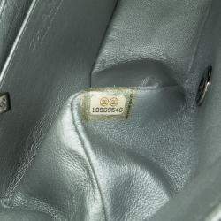 Pre Owned Chanel Silver Mini Square Classic Calfskin Single Flap
