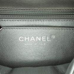 Pre Owned Chanel Silver Mini Square Classic Calfskin Single Flap