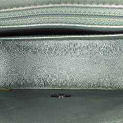 Pre Owned Chanel Silver Mini Square Classic Calfskin Single Flap
