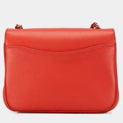 Pre Owned Chanel Red Lambskin CC Mania Flap