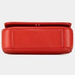 Pre Owned Chanel Red Lambskin CC Mania Flap
