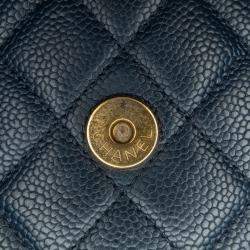 Pre Owned Chanel Blue Small Bicolor Caviar CC Filigree Flap