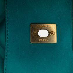 Pre Owned Chanel Blue Small Iridescent Calfskin Chesterfield Flap