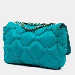 Pre Owned Chanel Blue Small Iridescent Calfskin Chesterfield Flap