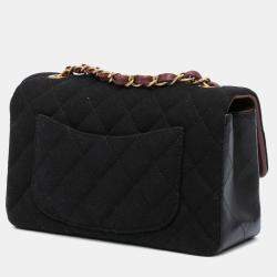Pre Owned Chanel Black Paris Hamburg Mini Rectangular Classic Wool Coco Sailor Charms Double Flap